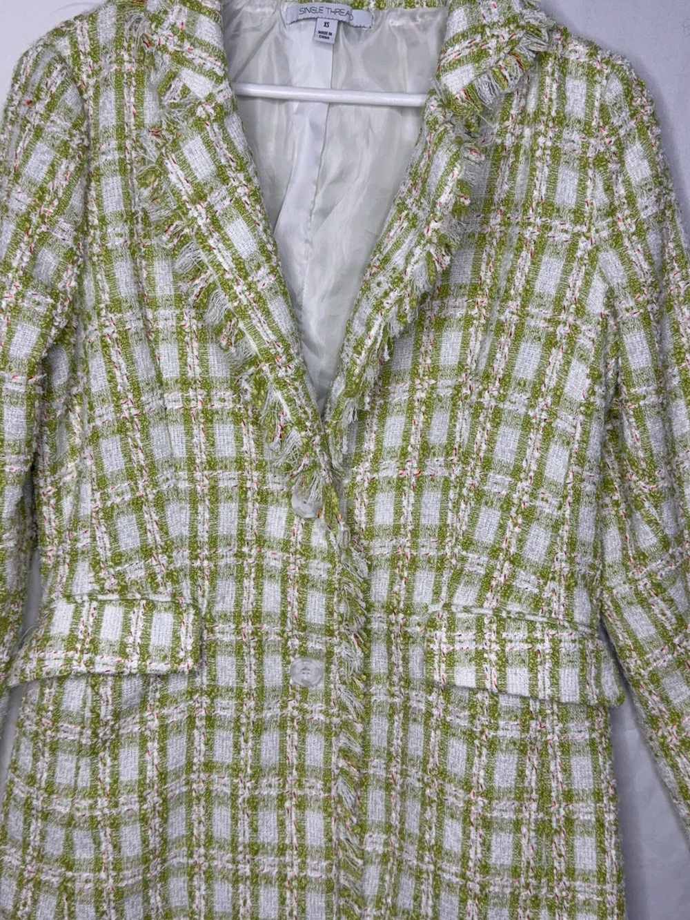 VIP: SINGLE THEAD GREEN PLAID BLAZER XS - Picture 6 of 6